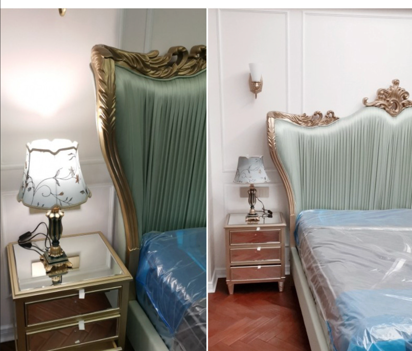 European retro resin fabric bedside table lamp