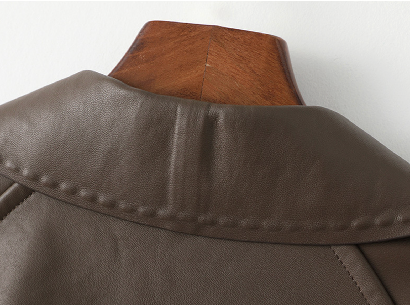 Mid length women leather trench jacket coat