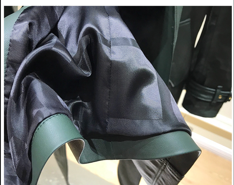 British sheepskin leather trench coat women