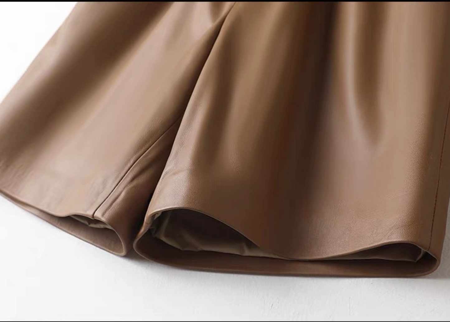 High waisted genuine sheepskin wide leg shorts