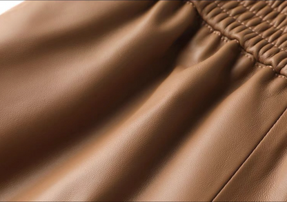 High waisted genuine sheepskin wide leg shorts