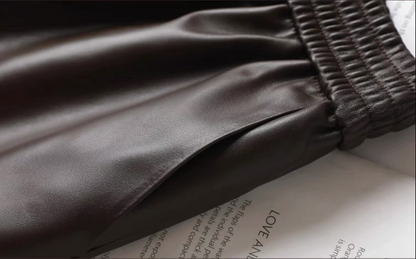 High waisted genuine sheepskin wide leg shorts