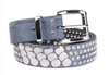 Women punk rhinestone stud faux leather belt Blue 105 cm