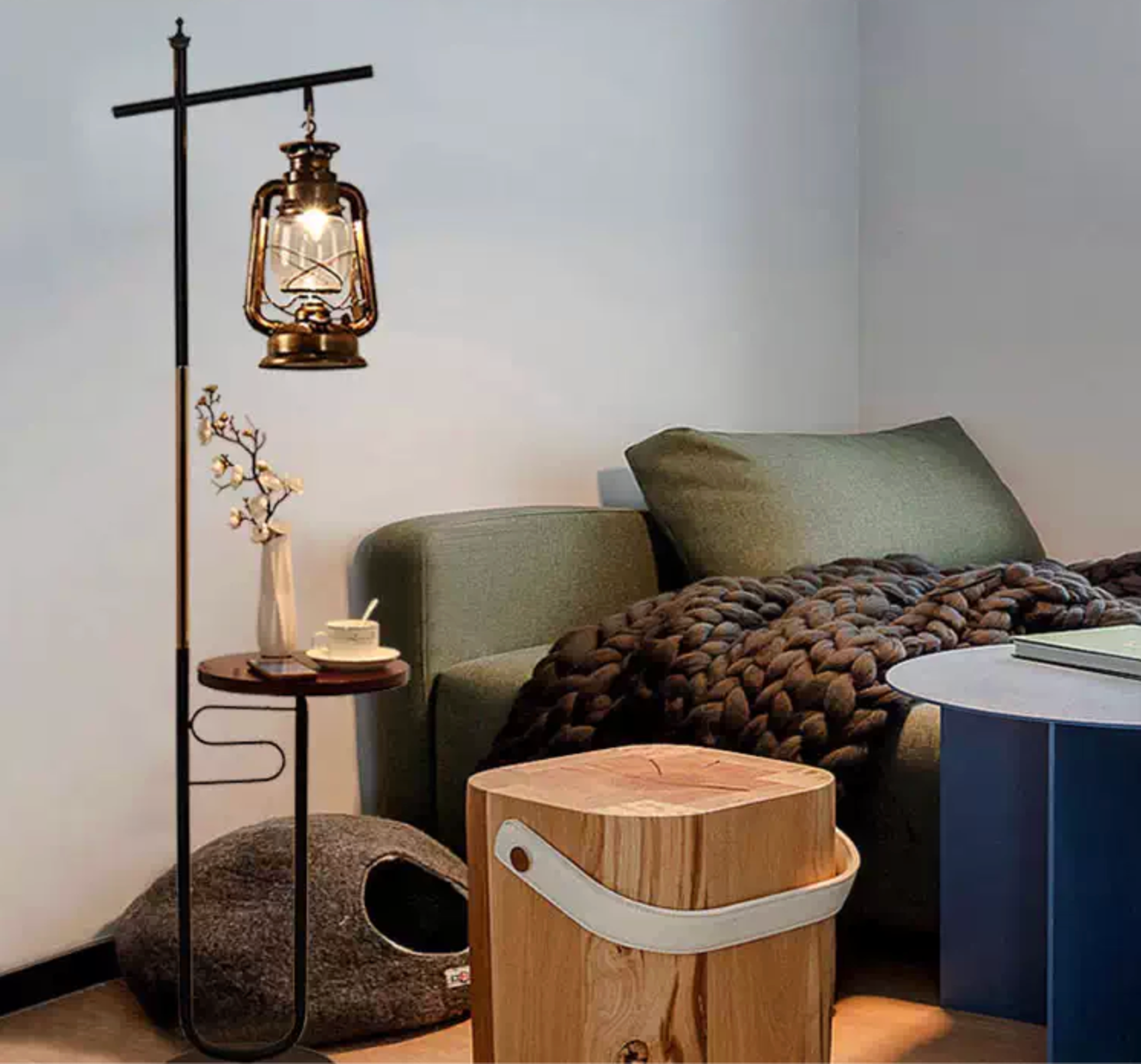 European vintage lantern floor lamp