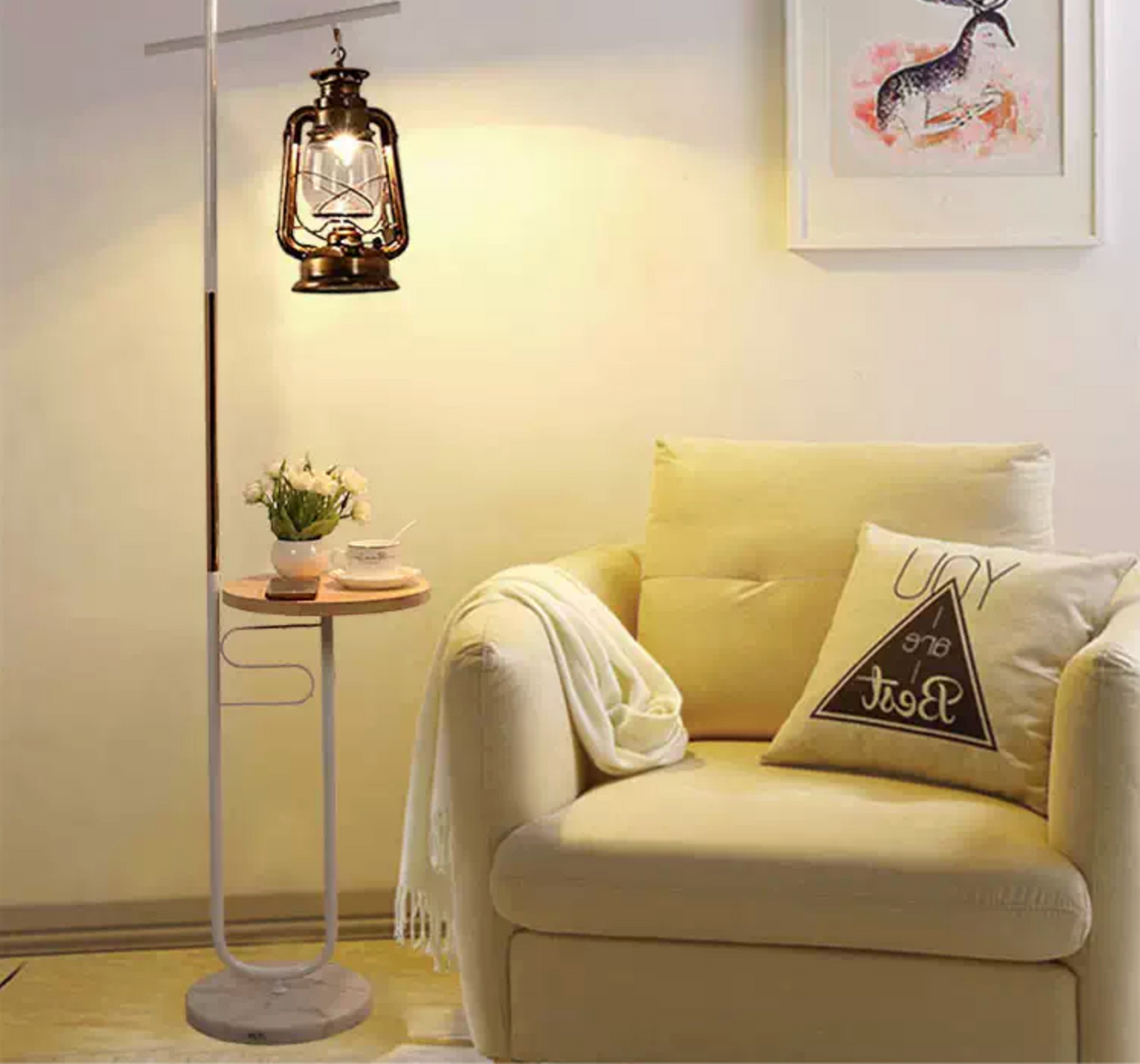 European vintage lantern floor lamp