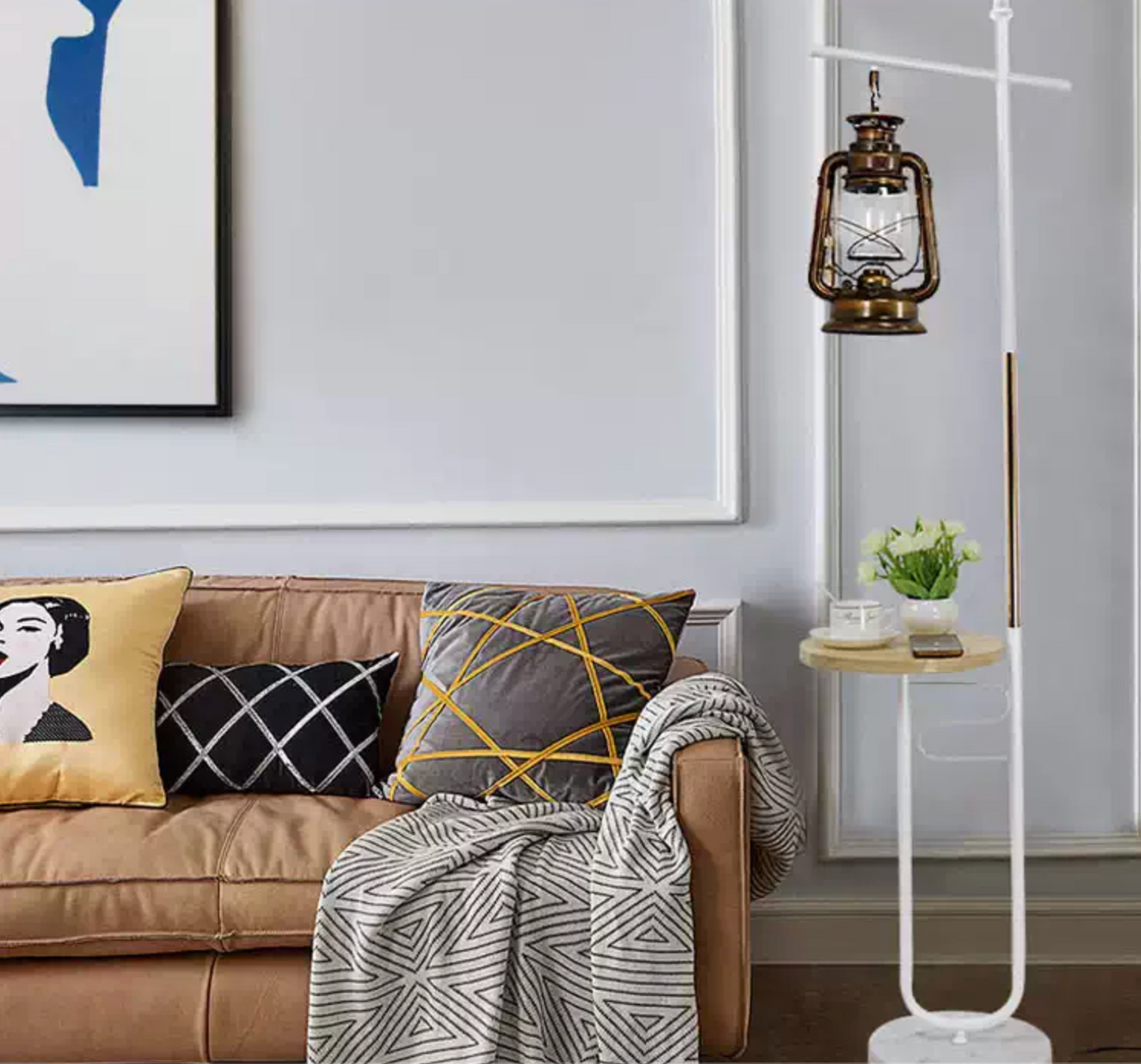 European vintage lantern floor lamp