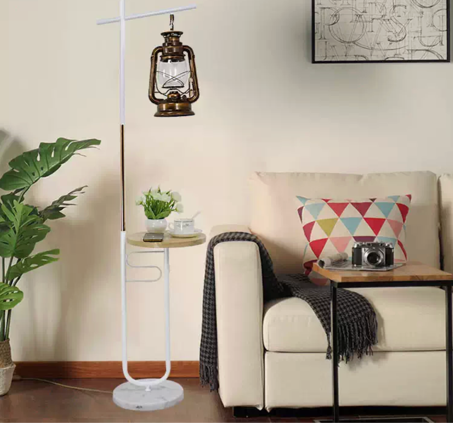 European vintage lantern floor lamp