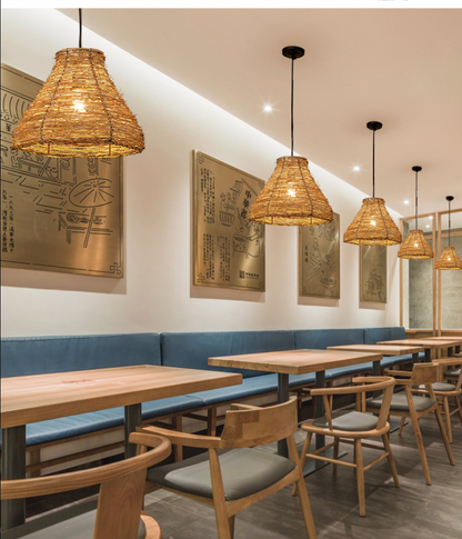 Bamboo woven pendant ceiling light shade