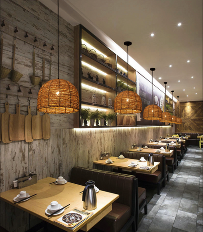 Bamboo woven pendant ceiling light shade