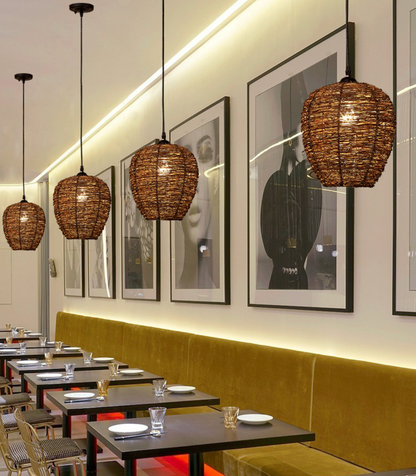 Bamboo woven pendant ceiling light shade