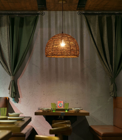 Bamboo woven pendant ceiling light shade