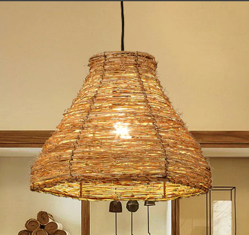 Bamboo woven pendant ceiling light shade