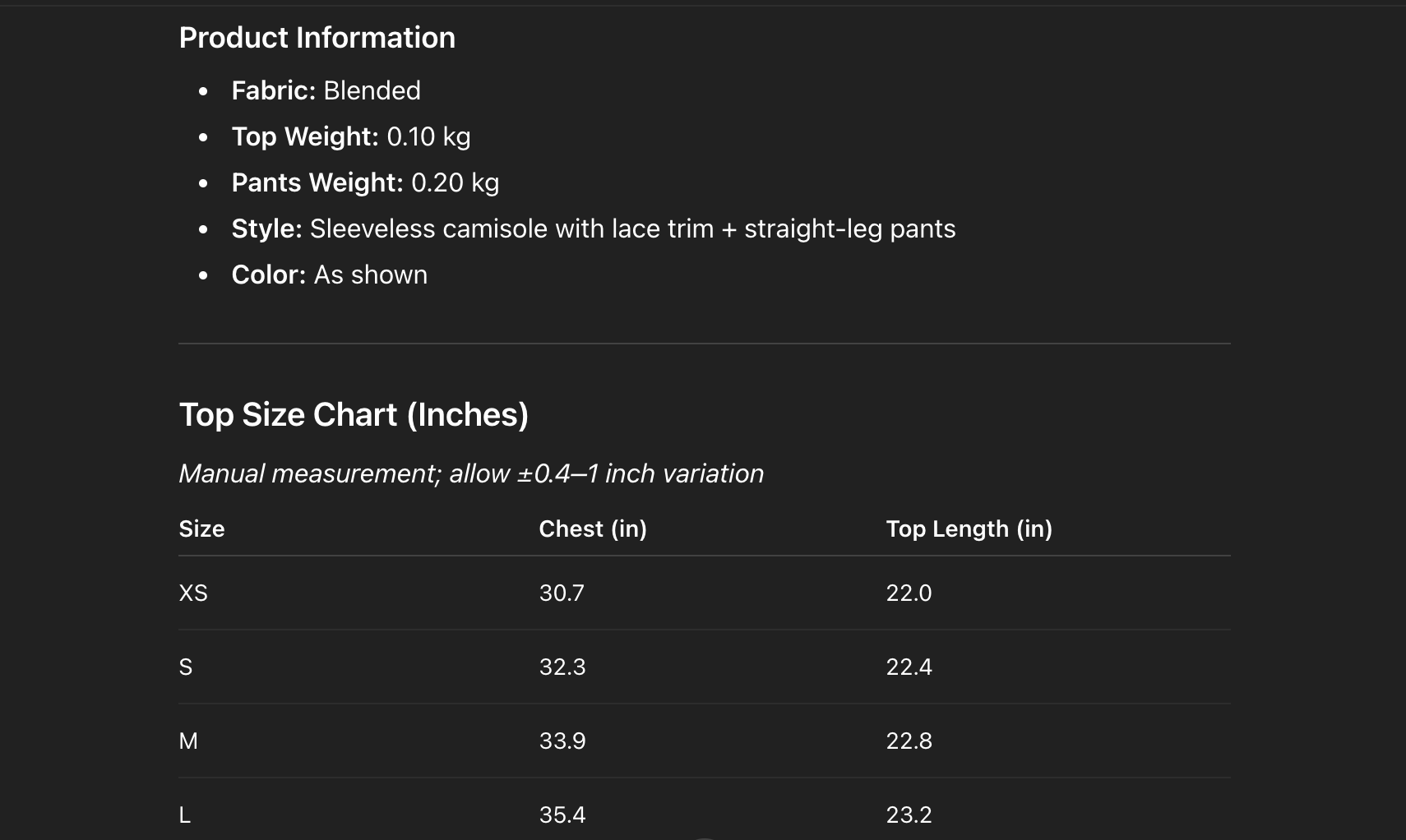 Women satin lace top and wide leg pants set