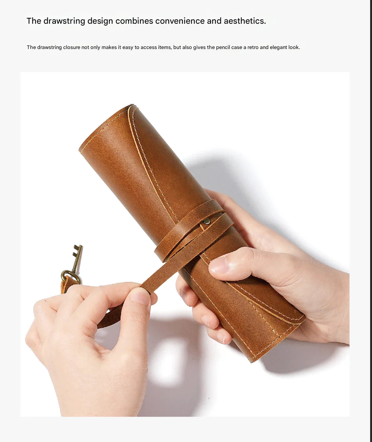 Leather fountain pen and pencil roll case