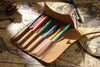 Retro cowhide roll up leather pencil case
