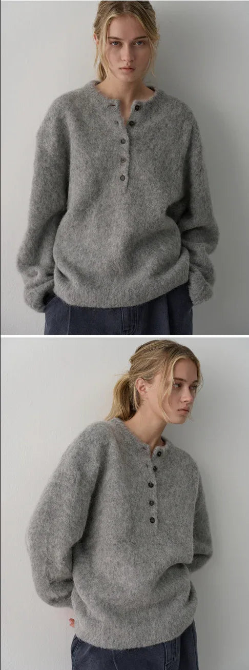 Facade pattern alpaca wool sweater women