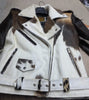 Women Cowhide Jacket Speckled Black White