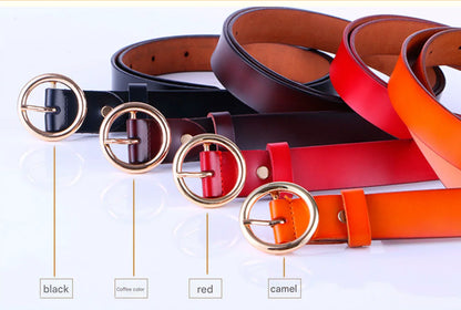 Women's genuine cowhide leather pin buckle belt
