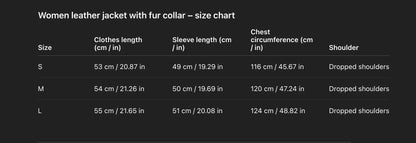 Leather bomber jacket for women with wool fur collar
