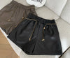 Women's High Waist Real Leather Shorts