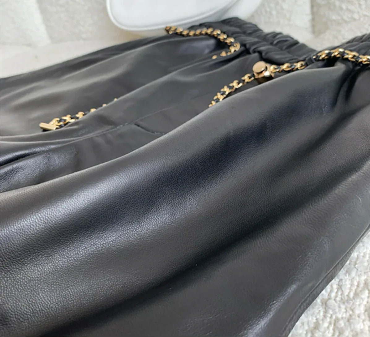 Women's High Waist Real Leather Shorts