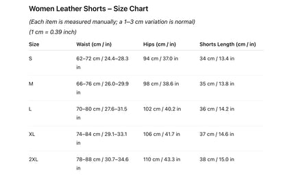 Women's High Waist Real Leather Shorts