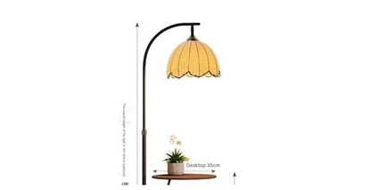 French retro arc floor lamp with shelves and dimming