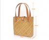 Nordic mini woven straw tote with leather handles
