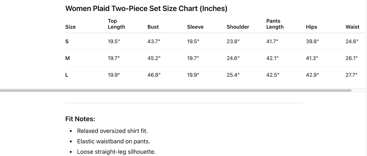 Pastel plaid oversized shirt and wide leg pants set