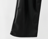 Black high waisted straight leg faux leather pants women