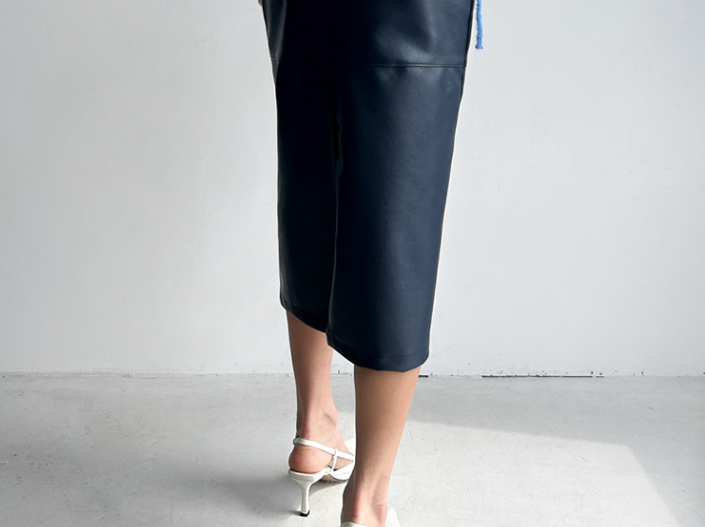 High waist pu leather midi skirt for women
