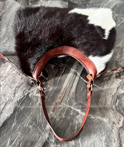Hair on cowhide shoulder bag leather western purse