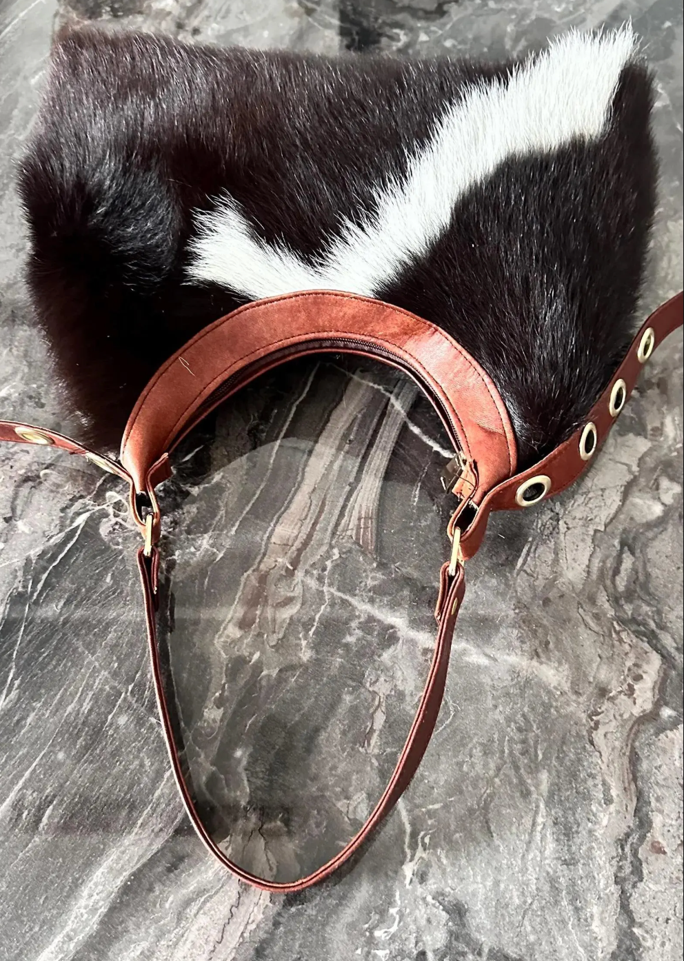Hair on cowhide shoulder bag leather western purse
