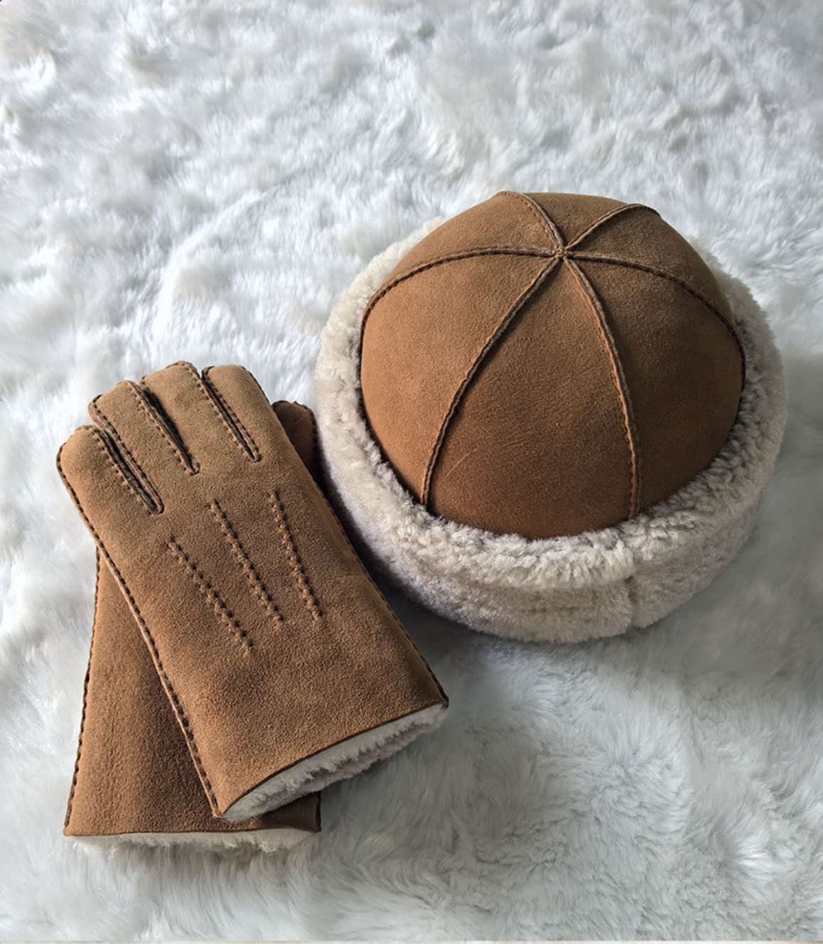 sheepskin suede gloves with fleece lining