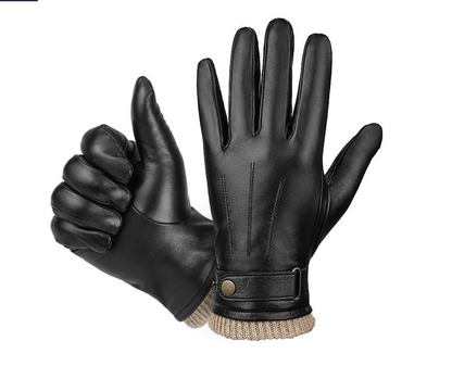 Men's leather gloves with fleece lining