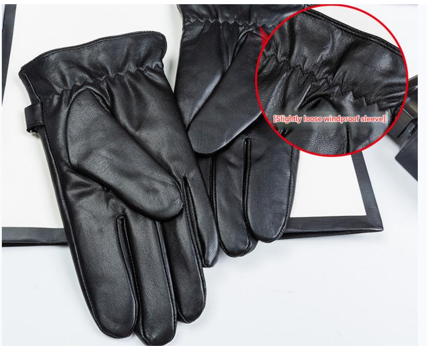 Men's leather gloves with windproof fleece lining