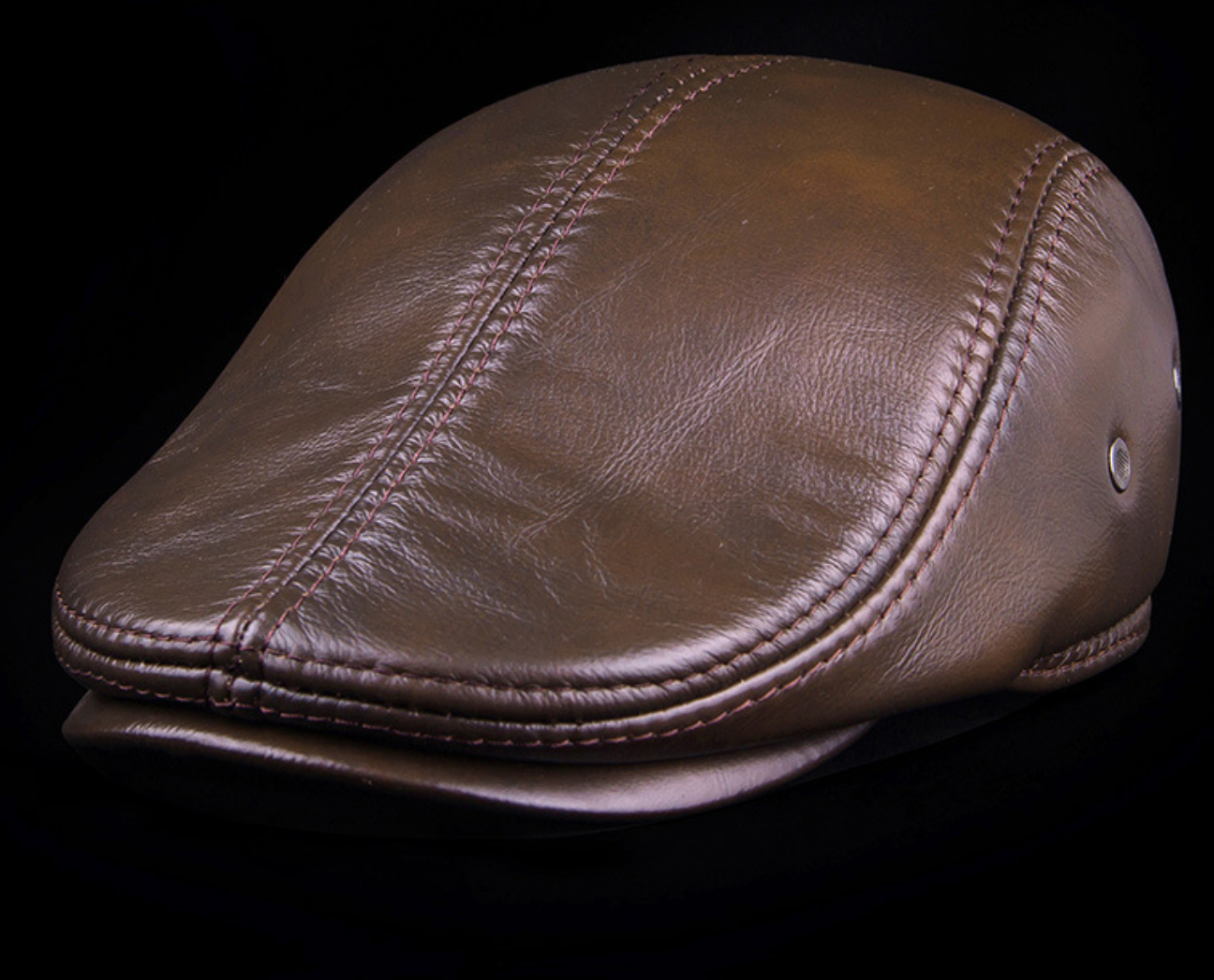 Genuine cowhide leather newsboy cap men