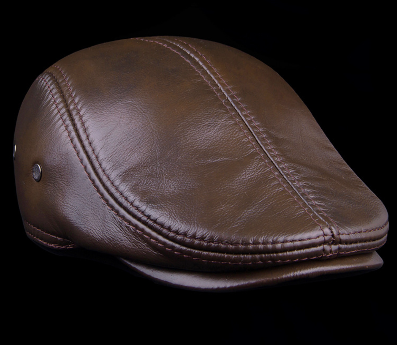 Genuine cowhide leather newsboy cap men