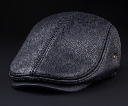 Genuine cowhide leather newsboy cap men