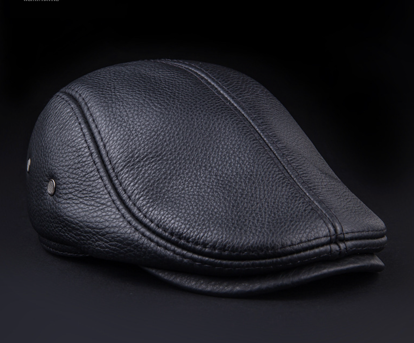 Genuine cowhide leather newsboy cap men