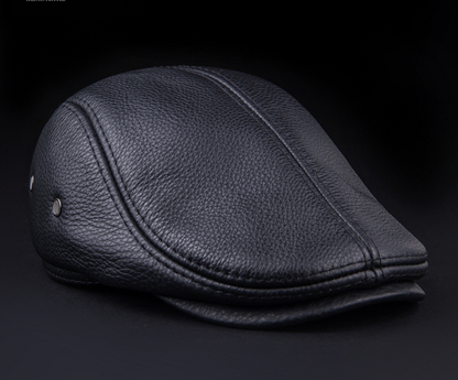 Genuine cowhide leather newsboy cap men