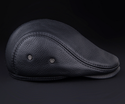 Genuine cowhide leather newsboy cap men