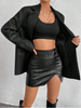Womens leather coat with tailored button closure