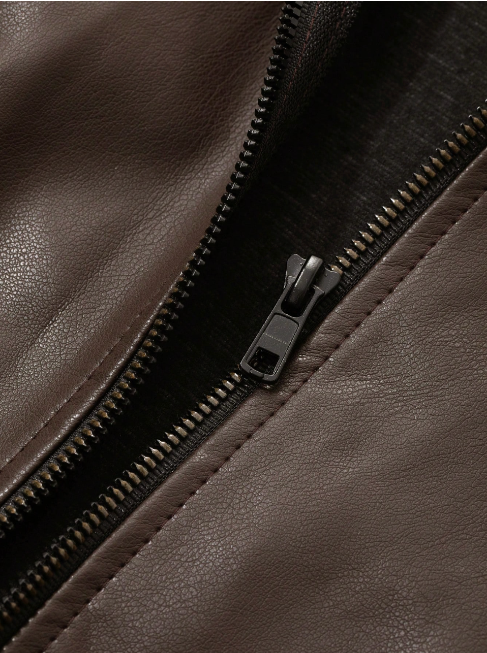 Brown leather jacket women oversized loose fit
