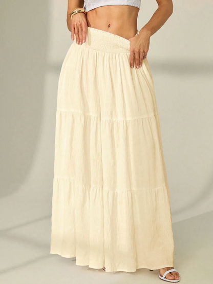 High waist maxi skirt with tiered ruffle hem