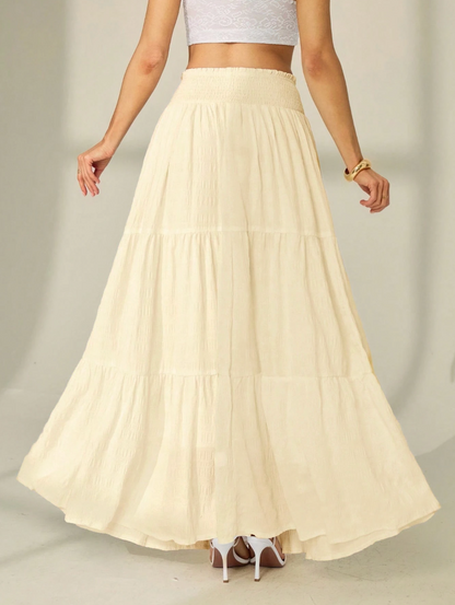 High waist maxi skirt with tiered ruffle hem
