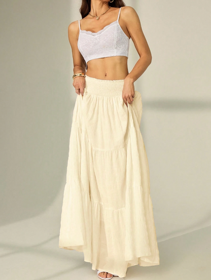 High waist maxi skirt with tiered ruffle hem