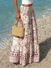 Smocked waist maxi skirt with paisley tiered hem