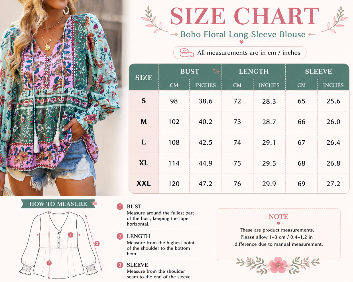 Tassel tie boho blouse with patchwork floral panels