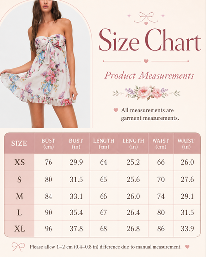 Cute short skirt dress with floral strapless shape